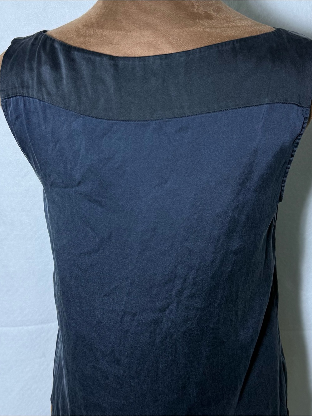Theory Silk Colorblock Sleeveless Tank Top Navy Gold Small - Picture 8 of 11